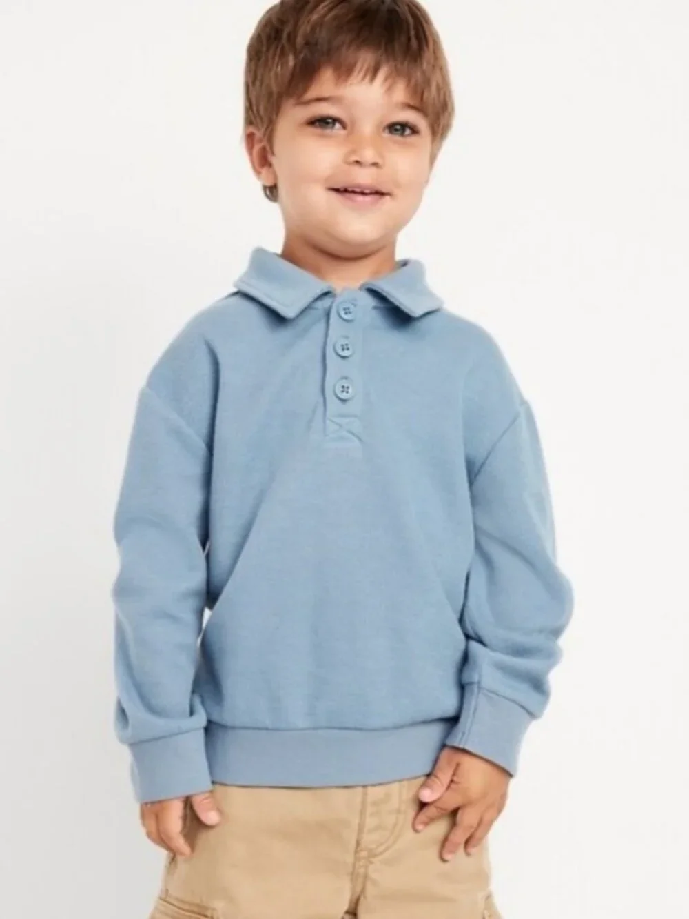 Old Navy Toddler Boy Oversized Long-Sleeve Ribbed Polo Sweater Size 3T NWT Blue